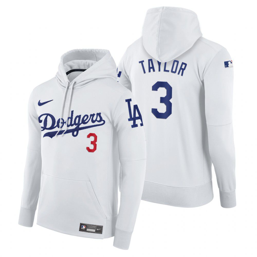 Men Los Angeles Dodgers #3 Taylor white home hoodie 2021 MLB Nike Jerseys->los angeles dodgers->MLB Jersey